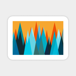 Ice mountain peaks, captivating sunset, geometric landscape design Magnet