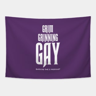 Grim Grinning Gay (White Text) Tapestry