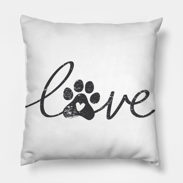 Love Paw Print Distressed © GraphicLoveShop Pillow by GraphicLoveShop