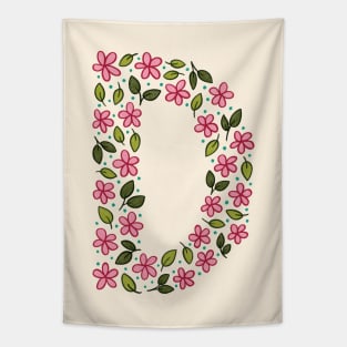 Floral Monogram Letter D Tapestry
