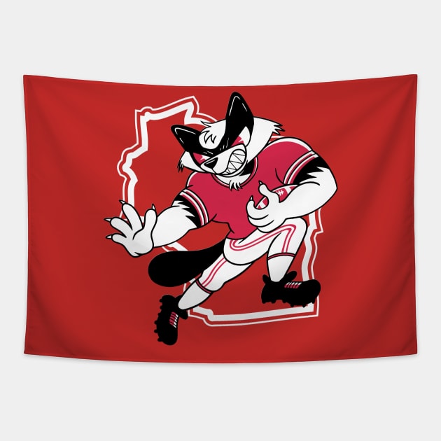 Retro Badger Cartoon Football Player Tapestry by SLAG_Creative