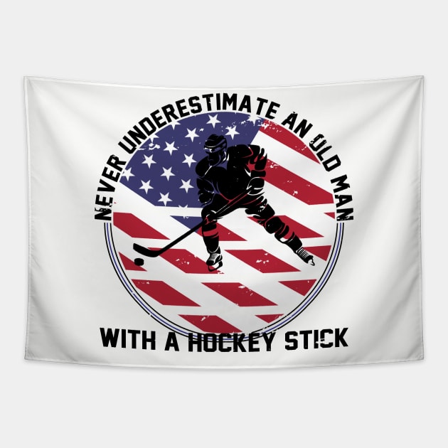 Old man Hockey Tapestry by MikesTeez