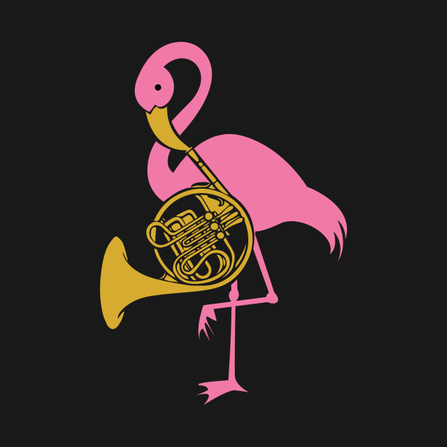 French Horn Flamingo Design Gift Idea by c1337s