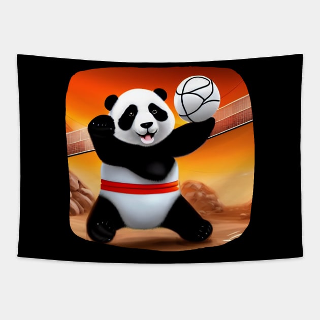 Cute panda Play Ball - Adorable Panda - Kawaii Panda Tapestry by Suga Collection