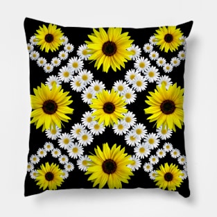 daisies sunflowers blooming daisy blossoms sunflower flower Pillow