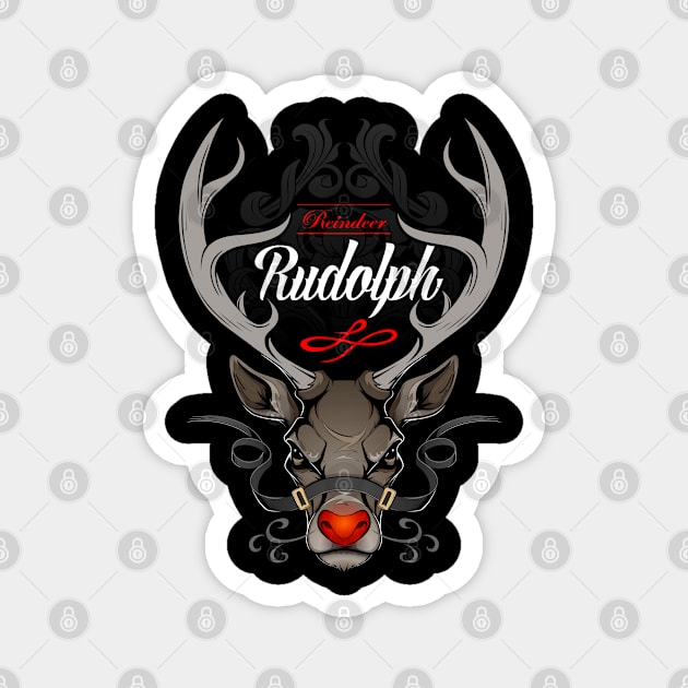 Christmas Rudolph badass Magnet by Canache Shop