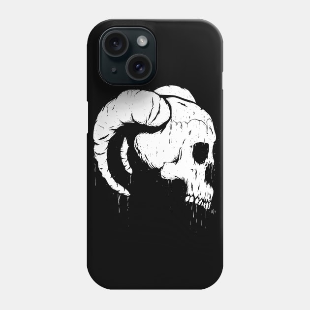 Morbid Skull With Ram Horns Phone Case by UnluckyDevil