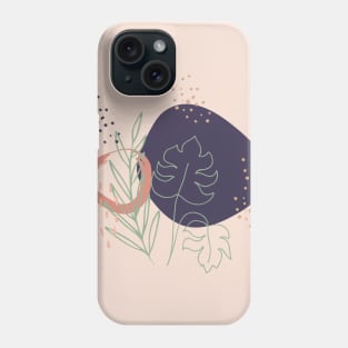 Abstract shapes dots and tropical plants digital design Phone Case