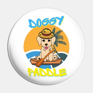 Cute golden retriever doing the doggy paddle on a boat Pin