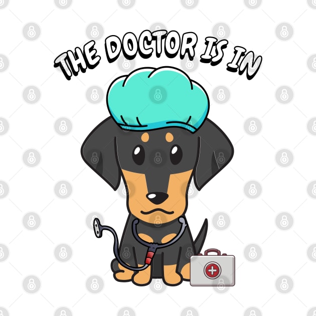 Cute dachshund dog is a doctor by Pet Station