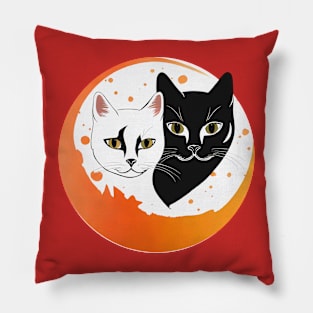 Handsome two cats in circle Pillow