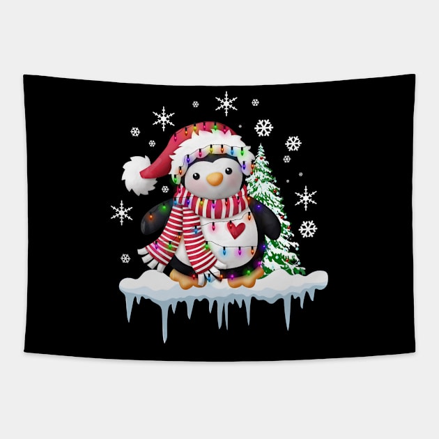 Funny Cute Merry Christmas Penguin TShirt Costume Holiday Tapestry by mazurprop