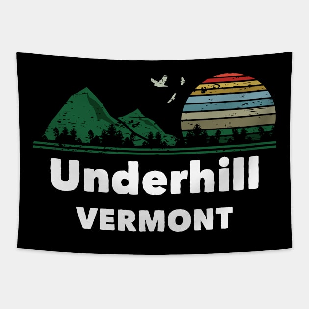 Mountain Sunset Flying Birds Outdoor Underhill Vermont Tapestry by greenrepublicmerch