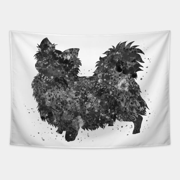 chihuahua long hair black and white Tapestry by Yahya Art