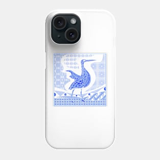 blue agami heron garza in ecopop talavera azulejo pattern in pop wallpaper Phone Case