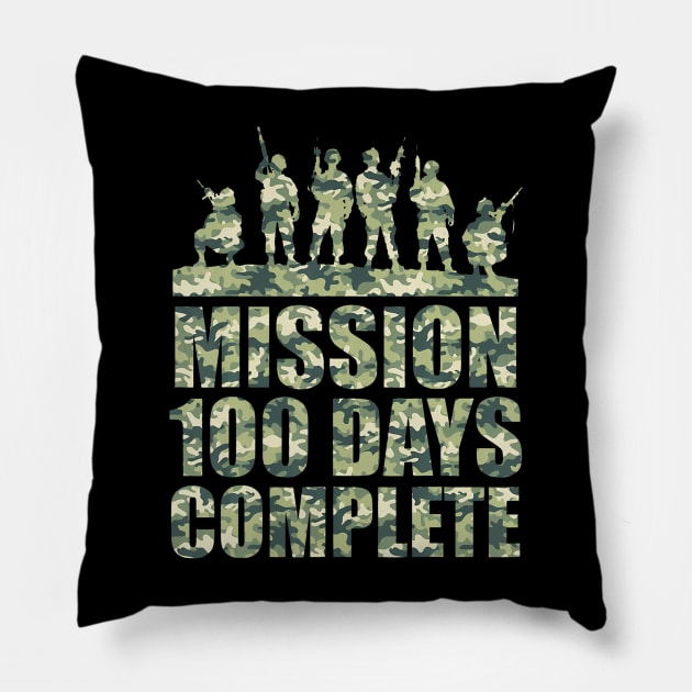 100th Day Of School  Army Military Boys Camo Green Pillow by Saboia Alves