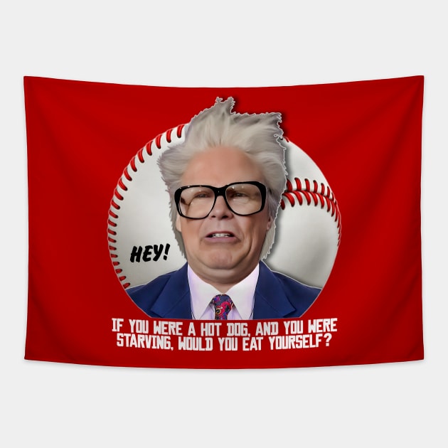 HARRY CARAY -- Hot Dog Tapestry by darklordpug