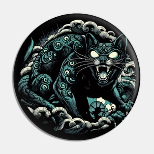 Spooky yokai angry cat Pin
