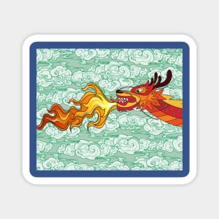 Dragon Motif Fire Flame Kite Magnet