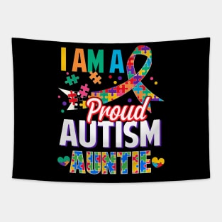 I Am A Proud Autism Auntie Autism Awareness Ribbon Tapestry