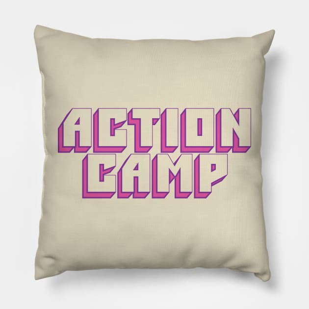 Action Camp Big Muff logo (Pink + Purple) Pillow by ActionCamp