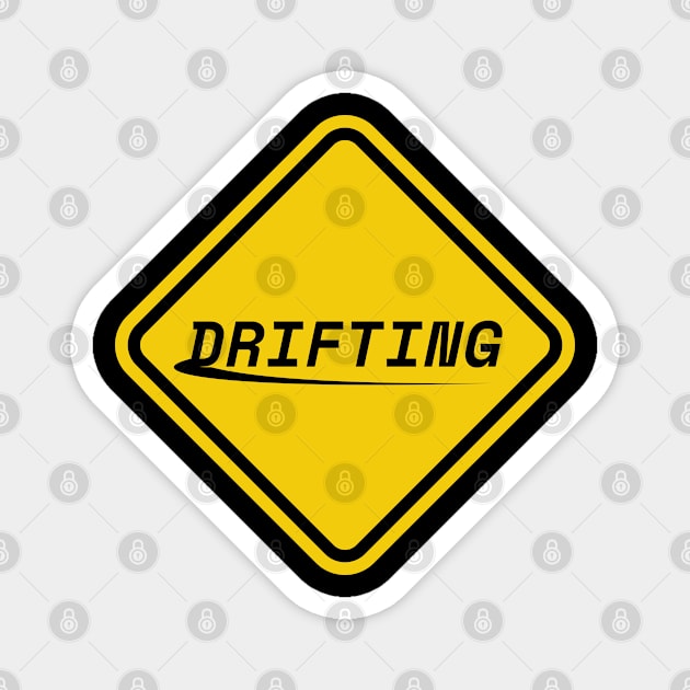 Drifting Yellow Warning Traffic Sign Magnet by Adrian's Outline