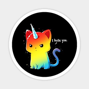 Cute Funny Colorful Angry Cat Kitten Sarcastic Humor Quote animal Lover Artwork Magnet