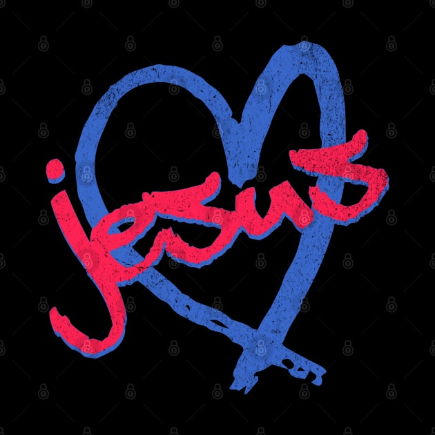 I Love Jesus Vintage 80's & 90's Red and Blue by Family journey with God