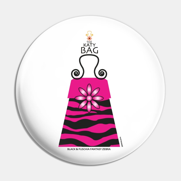 The Katy Bag / Black & Fuchsia Fantasy Zebra Pin by srwdesign