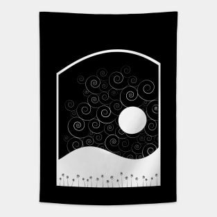 Winter Full Moon Landscape Tapestry