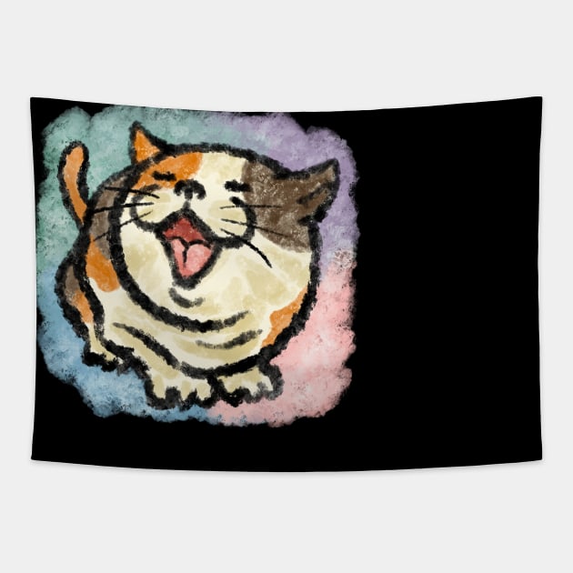 Tortoiseshell Cat is happy Tapestry by sanogawa