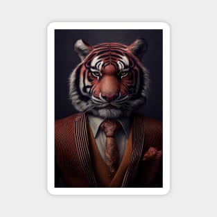 Adorable Tiger Wearing a Suit: Cute Wildlife Animals Magnet