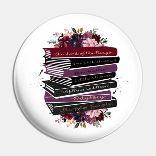 Books and Flowers Pin