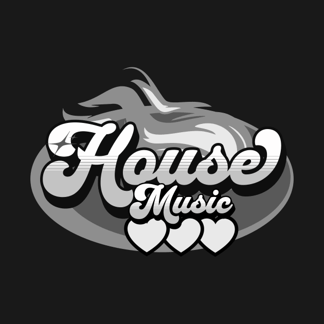 HOUSE MUSIC - House Music Heat (grey/monochrome) by DISCOTHREADZ 