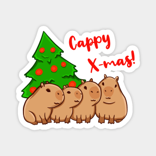 Capybaras with a christmas tree Magnet