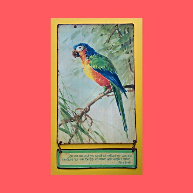 Vintage Parrot Art with Mark Twain Quote by numpdog