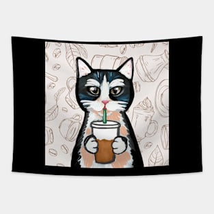 Cat with Coffee Tapestry