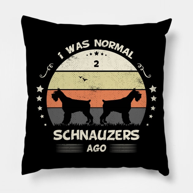 I Was Normal 2 Schnauzers Ago Retro Sunset Vintage Pillow by SbeenShirts