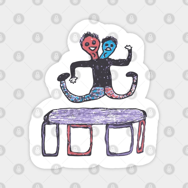 Siamese Twins on a Trampoline Magnet by G-Worthy