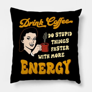 Caffeine Coffee Meme 60s 70s Groovy Pillow