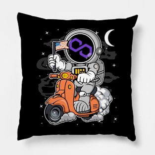 Astronaut Scooter Polygon Matic Coin To The Moon Crypto Token Cryptocurrency Blockchain Wallet Birthday Gift For Men Women Kids Pillow