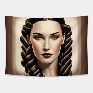 [AI Art] Classic brunette, Art Deco Style Tapestry