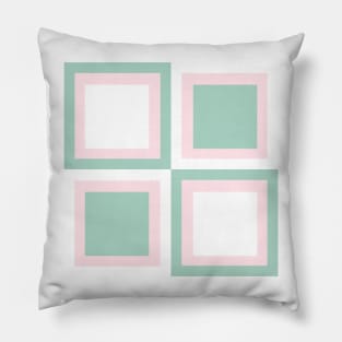 Mint and pink checkered square Pillow