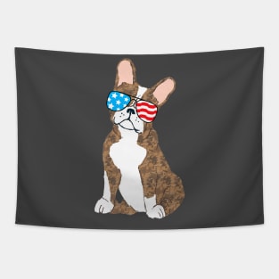 Brindle Boston Terrier Dog Patriot Cool Usa Flag Sunglasses Tapestry