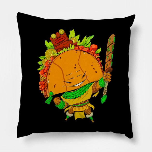 Aztec Taco Warrior Pillow by Breakfast Knight 