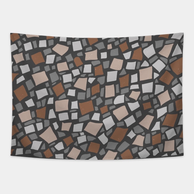 Broken Tiles Mosaic Pattern Brown Color Background GC-120-3 Tapestry by GraphicCharms