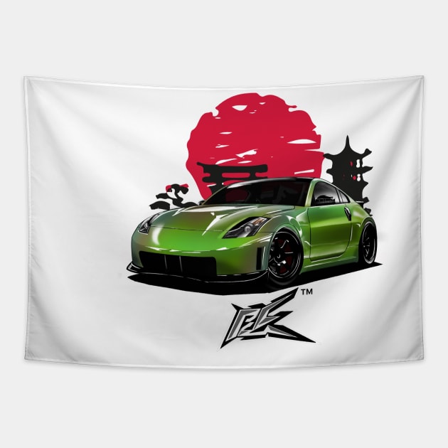 nismo 350z pearl fluorascent green Tapestry by naquash
