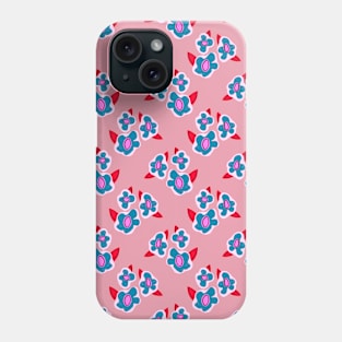 Retro Pink and Blue Floral Pattern Phone Case