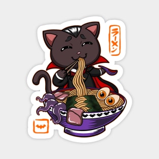 Halloween Kawaii chibi Ramen Dracula vampire Black cat monster design Magnet