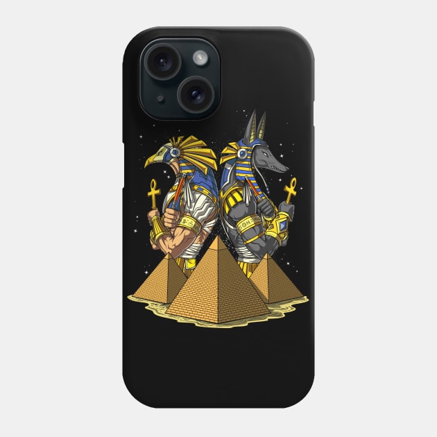 Egyptian Gods Anubis Horus Phone Case by underheaven